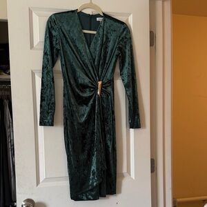 Calvin Klein Collection Teal Velvet Wrap Dress